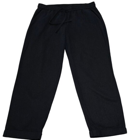 J.Crew Black‎ Linen-Cotton Blend Cropped Pants Size 10 - Picture 2 of 12